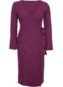 Trendyol Curve Dark Purple Double Breasted Midi Knitted Dress