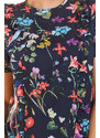 Infinite You Woman's Blouse M198 Navy Blue Flowers