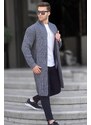 Madmext Anthracite Standing Collar Long Knitwear Cardigan with Pocket 6816