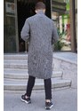 Madmext Anthracite Standing Collar Long Knitwear Cardigan with Pocket 6816