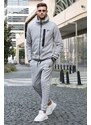 Madmext Gray Printed Regular Fit Men's Tracksuit Set