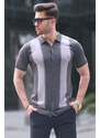 Madmext Anthracite Polo Collar Tricot Men's T-Shirt 6353