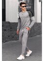 Madmext Gray Men's Tracksuit With Striped Shoulders 4670