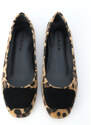 Marjin Women's Buckle Flat Flats Wool Leopard