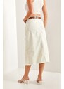 Bianco Lucci Women's Laser Cut Slit Denim Skirt