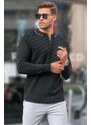 Madmext Men's Black Zippered Knitwear Sweater 6824