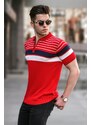 Madmext Men's Red Polo Neck Zippered T-Shirt 5732