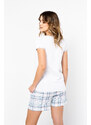 Italian Fashion Glamour dámské pyžamo, krátký rukáv, krátké kalhoty - světlá melanž/potisk