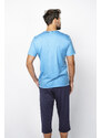 Italian Fashion Pánské pyžamo Abril, krátký rukáv, 3/4 kalhoty - modrá/námořnická modrá