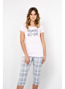 Italian Fashion Glamour dámské pyžamo, krátký rukáv, 3/4 nohavice - světle růžová/potisk