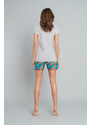Italian Fashion Dámské pyžamo Oceania, krátký rukáv, krátké kalhoty - světlá melanž/potisk
