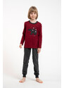 Italian Fashion Chlapecké pyžamo Morten, dlouhý rukáv, dlouhé kalhoty - vínová/tmavá melanž