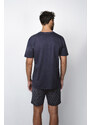 Italian Fashion Pánské pyžamo Diaz, krátký rukáv, krátké kalhoty - tmavě modrá/potisk