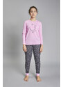 Italian Fashion Dívčí pyžamo Antilia dlouhé rukávy, dlouhé nohavice - růžová/potisk