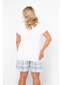 Italian Fashion Glamour dámské pyžamo, krátký rukáv, krátké kalhoty - světle růžová/potisk
