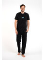 Italian Fashion Klubové pánské pyžamo, krátký rukáv, dlouhé nohavice - černé