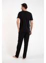 Italian Fashion Klubové pánské pyžamo, krátký rukáv, dlouhé nohavice - černé