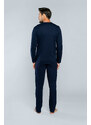 Italian Fashion Pánské pyžamo Niko, dlouhý rukáv, dlouhé kalhoty - tmavě modrá