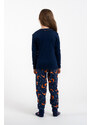 Italian Fashion Dívčí pyžamo Wasilla, dlouhý rukáv, dlouhé kalhoty - tmavě modrá/potisk