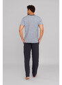 Italian Fashion Pánské pyžamo Jugo, krátký rukáv, dlouhé nohavice - melanž/grafit