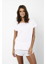 Italian Fashion Dámské pyžamo Ikaria, krátký rukáv, krátké kalhoty - světle růžová/světle melanžová