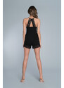 Italian Fashion Pyžamo Inspiration s úzkými ramínky, krátké kalhoty - černé
