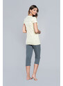 Italian Fashion Pyžamo Felicita s krátkým rukávem, 3/4 kalhoty - žlutá/šedá