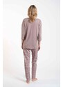 Italian Fashion Dámské pyžamo Betty, 3/4 rukáv, dlouhé kalhoty - potisk cappuccino/cappuccino