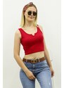 Madmext Mad Girls Front Detail Red Crop Top MG362