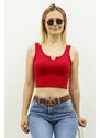 Madmext Mad Girls Front Detail Red Crop Top MG362