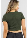 Madmext Khaki Basic Crop Women's T-Shirt