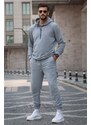 Madmext Dyed Gray Hooded Basic Tracksuit Set 5908