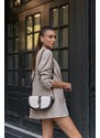 Madamra Black-Cream Women's Contrast Design Crossbody Bag