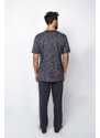 Italian Fashion Pánské pyžamo Ricardo, krátký rukáv, dlouhé nohavice - potisk/námořnická modrá