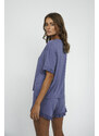 Italian Fashion Stylové dámské pyžamo, krátký rukáv, krátké kalhoty - modré