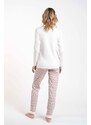Italian Fashion Dámské pyžamo Juliana, dlouhý rukáv, dlouhé nohavice - ecru/potisk