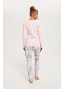 Italian Fashion Aloe dámské pyžamo dlouhé rukávy, dlouhé nohavice - růžová/potisk