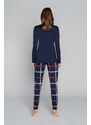 Italian Fashion Dámské pyžamo Izera, dlouhý rukáv, dlouhé kalhoty - tmavě modrá/potisk