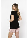 Italian Fashion Dámské pyžamo Bonilla, krátký rukáv, krátké nohavice - černá/potisk