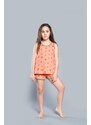 Italian Fashion Dívčí pyžamo Madeira na široká ramínka, krátké kalhoty - meruňkový potisk
