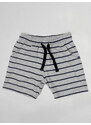 Denokids Basic Boys' Striped Gray Shorts