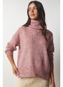 Happiness İstanbul Women's Dried Rose Turtleneck Knitwear Sweater