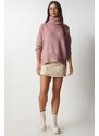 Happiness İstanbul Women's Dried Rose Turtleneck Knitwear Sweater