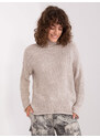 Fashionhunters Béžový dámský svetr s dlouhým rukávem