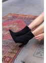 Madamra Black Matte Women's Thin Heel Ankle Boots