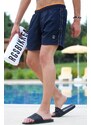 Madmext Navy Blue Swimming Shorts with Side Stripes and Stripes 2943