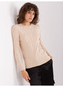 Fashionhunters Světle béžový klasický bavlněný svetr