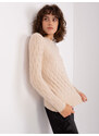 Fashionhunters Světle béžový klasický bavlněný svetr