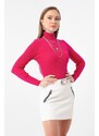 Lafaba Women's Fuchsia Turtleneck Knitwear Sweater