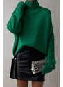 Madmext Mad Girls Green Turtleneck Sweater